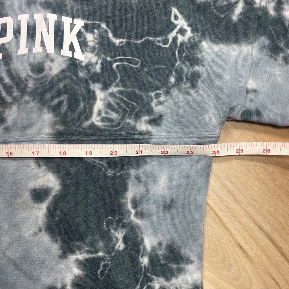 Victoria's Secret PINK Tie Dye Crewneck Sweatshirt Grey White Oversized Medium - Picture 4 of 6